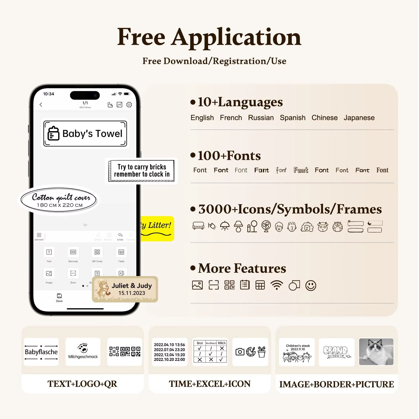 D11 New Version Label Maker Machine with Tape 300DPI Bluetooth Portable Thermal Printer Sticker for Home Office School
