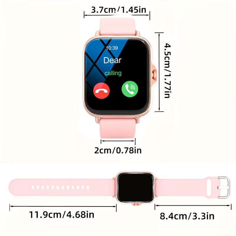 Smart Watch with Full Touch Screen, Call, Message Reminder, Music Control and Other Functions, Compatible with Iphone/Android Mo