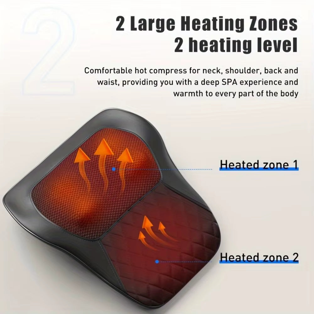 Multi-Functional Massage Pillow Kneading Deep Tissue Hot Compress Neck Shiatsu Cervical Traction Back Waist Body Massage Cushion