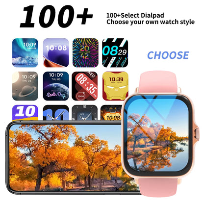 Smart Watch with Full Touch Screen, Call, Message Reminder, Music Control and Other Functions, Compatible with Iphone/Android Mo