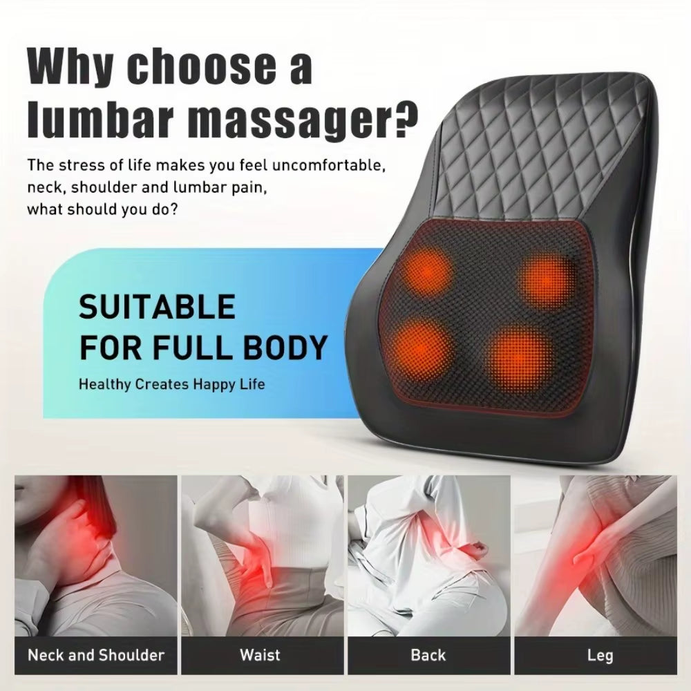 Multi-Functional Massage Pillow Kneading Deep Tissue Hot Compress Neck Shiatsu Cervical Traction Back Waist Body Massage Cushion
