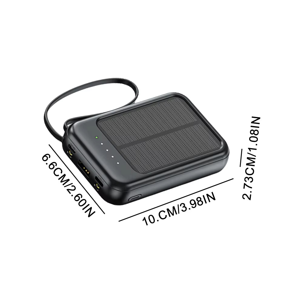 Portable Solar Power Bank 20000Mah Mobile Phone Charger Built in Cables with LED Flashlights for Huawei Iphone Samsung Xiaomi