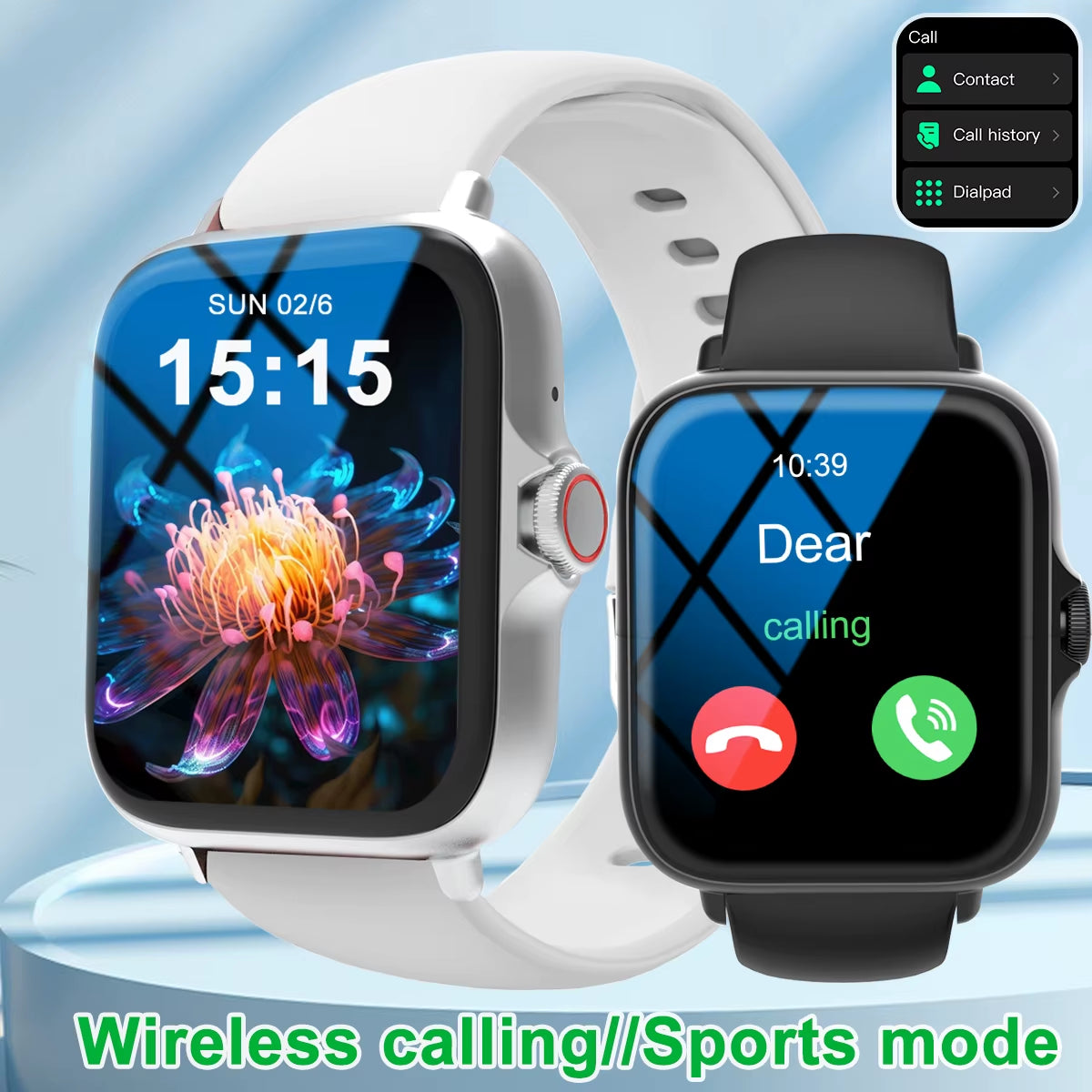 Smart Watch with Full Touch Screen, Call, Message Reminder, Music Control and Other Functions, Compatible with Iphone/Android Mo
